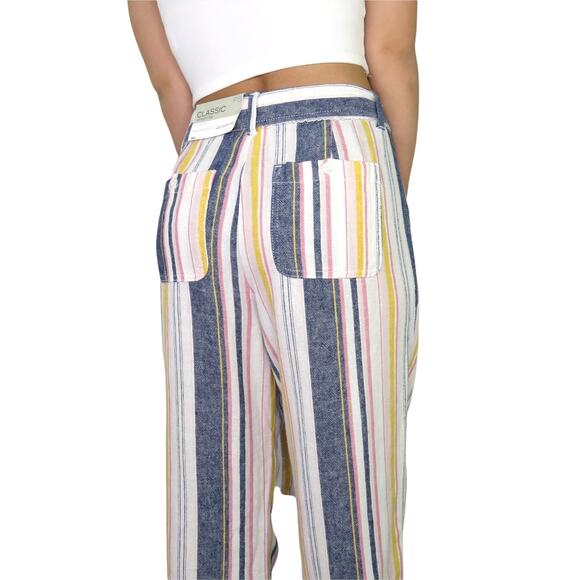 90s Vintage Liz Claiborne Pastel Rainbow Striped Pants Straight Leg Small - Picture 3 of 6